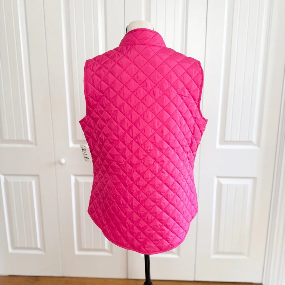 Karen Scott Sport Pink Quilted Puffer Vest Size Large L Athleisure Full Zip - Picture 6 of 15